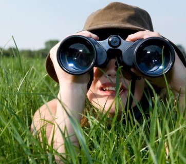 Girls with Binoculars on a Safari